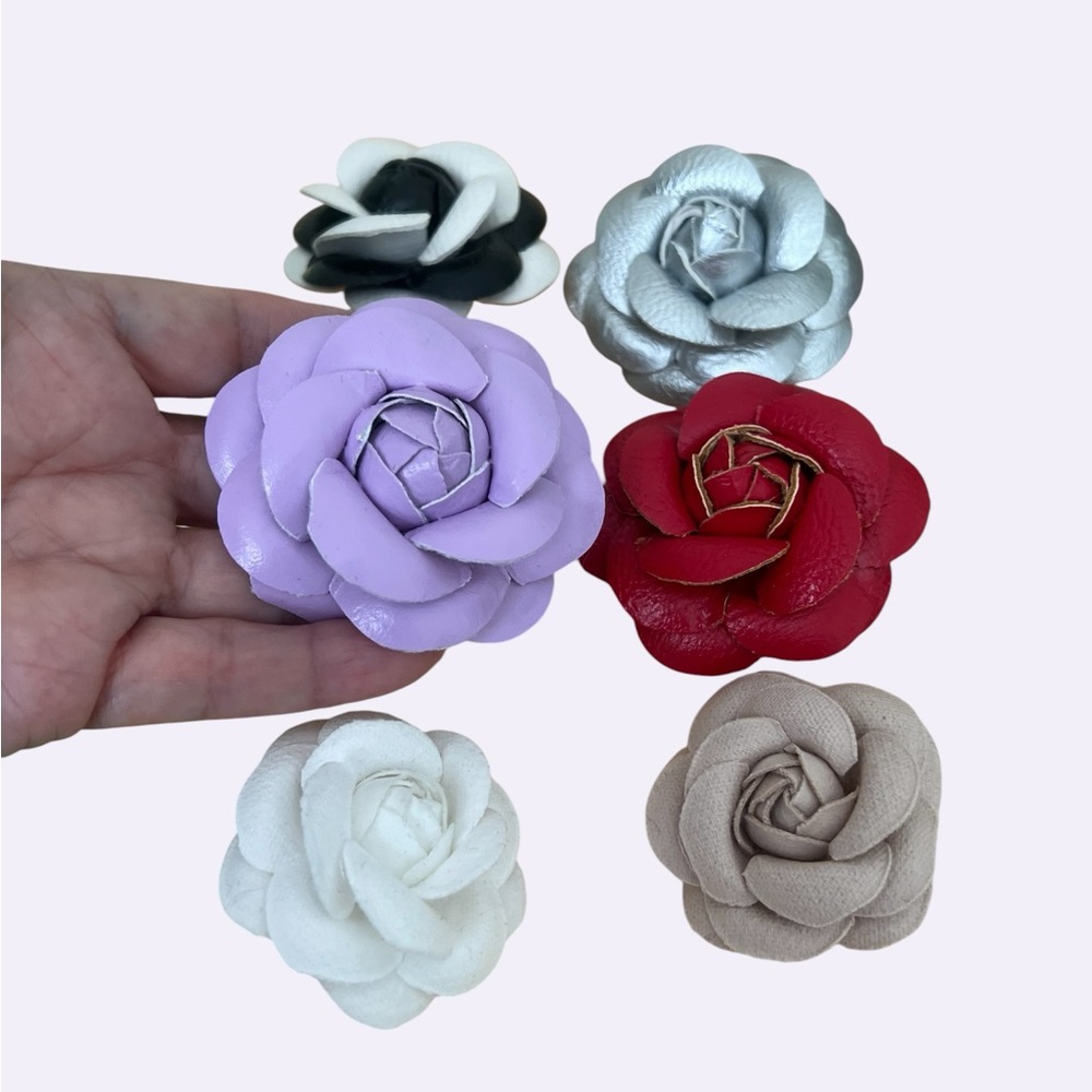 Handmade Flower Brooch - Lavender, Red, Silver, White, Taupe